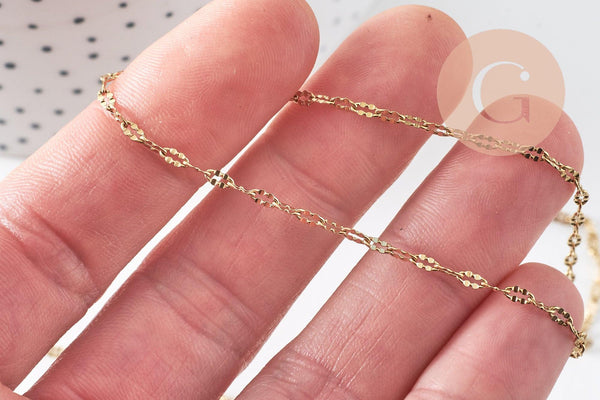 Chaine fantaisie acier 304 inoxydable doré IP fantaisie texturée 4.5mm, x1 mètre (G0490)