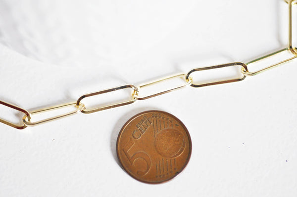 Chaine fer doré or pâle maille rectangle 18x6mm, x1 mètre (G1858)