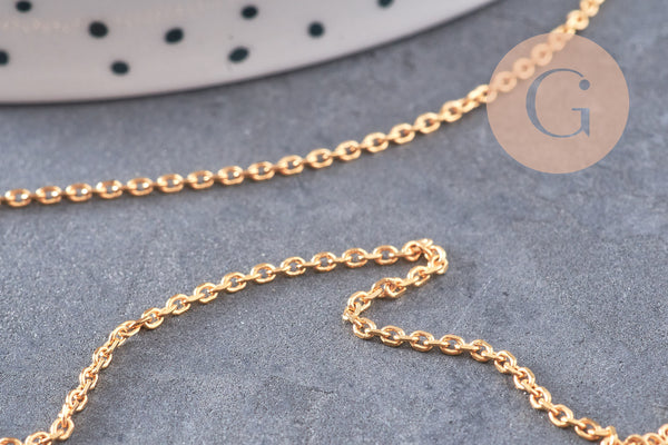 Chaine fine Dorée forçat 16K, fourniture créative, chaine bijou, création bijoux,chaine diamantée,chaine dorée,1.8 mm, x1 mètre (G0031)