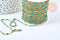 Chaîne fine acier inoxydable doré IP 14k résine bleue à paillettes 2mm, x1 mètre (G6892)