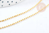Chaine fine boule laiton doré facettes 45.5cm-1.5mm avec extension,chaine collier en laiton, chaine avec fermoir, x1 (G8586)