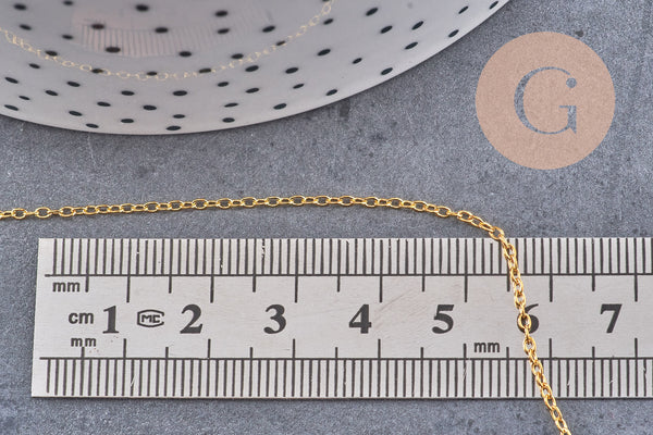 Chaine fine dorée forçat laiton dorée 1.5 mm, x5 mètres (G0788)