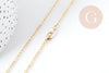 Collier Chaine fine dorée maille forçat 16K 2.5 microns 1.5 mm- 39cm, collier chaine complète dorée avec fermoir, x1 G8924