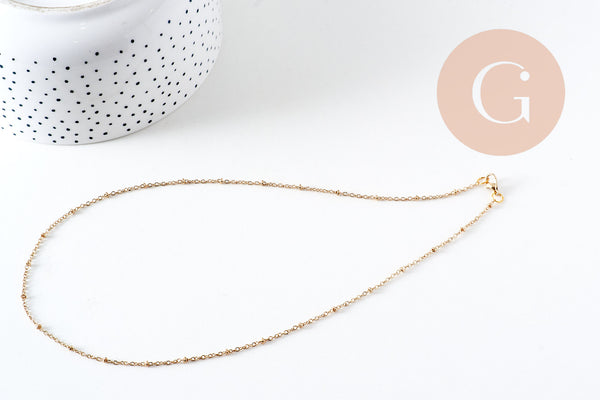 Chaine fine dorée satellite 16K,chaine plaquée or 1 micron, chaine collier chaine complète,chaine dorée,1.5 mm, 40cm, x1 G0633