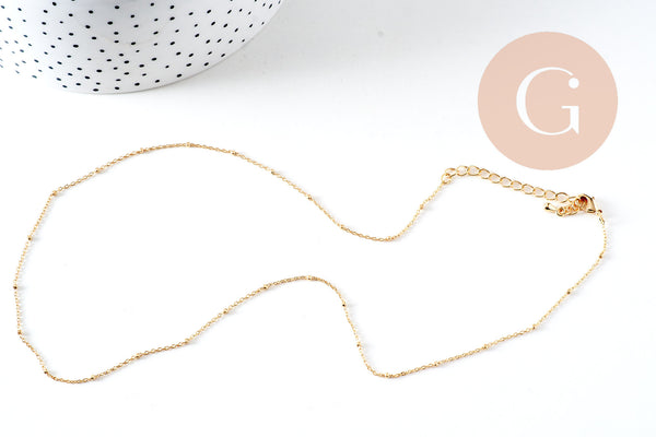 Chaine fine dorée satellite cube cuivré doré 16K 1.2 mm -45cm, x1 (G0634)