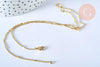 Chaine fine laiton doré fantaisie 14K 1.5 mm- 45cm, chaine collier, chaine complète avec fermoir x1 (G0575)