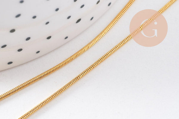 Chaine fine laiton doré serpent,chaine qualité, création bijoux, chaine complète,chaine dorée,1.5 mm, 43cm, x1 (G10114)