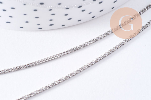 Chaine fine maille plate laiton platine 1mm, x5M (G0859)