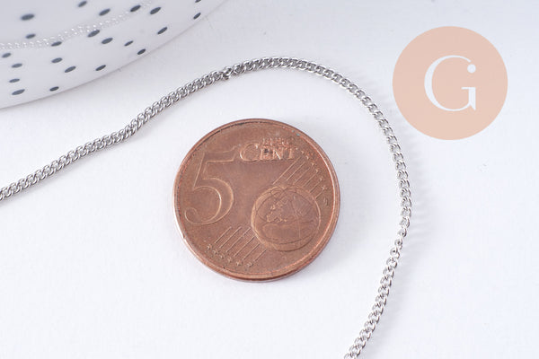 Chaine fine maille plate laiton platine 1mm, x5M (G0859)