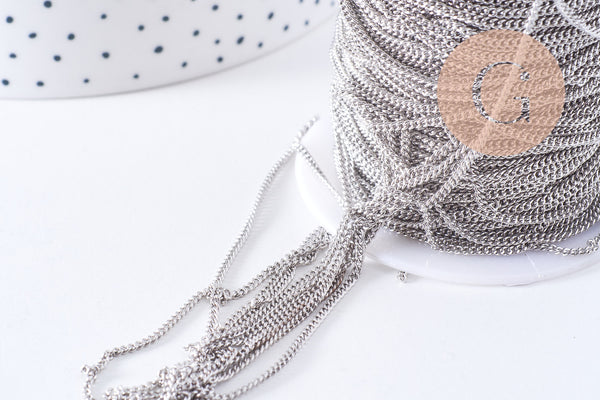 Chaine fine maille plate laiton platine 1mm, x5M (G0859)