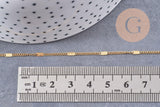 Chaine fine plate dorée acier 304 inoxydable fantaisie 14K 2mm, x1 mètre (G3458)