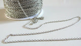 Chaine fine platine forçat, fourniture créative, chaine bijou, création bijoux, grossiste chaine,1.5 mm, BOBINE COMPLETE-G0497