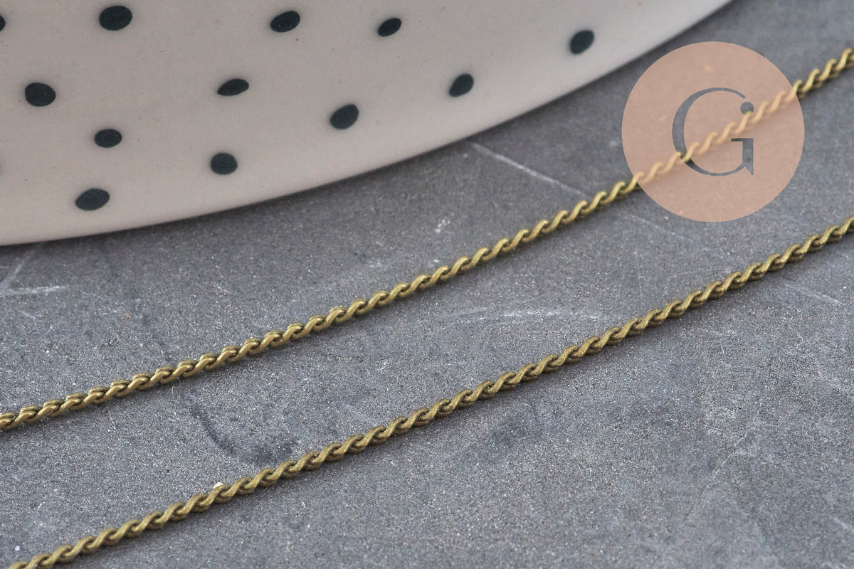 Bronze brass fine snake chain 1mm, x 5meters (G11334)