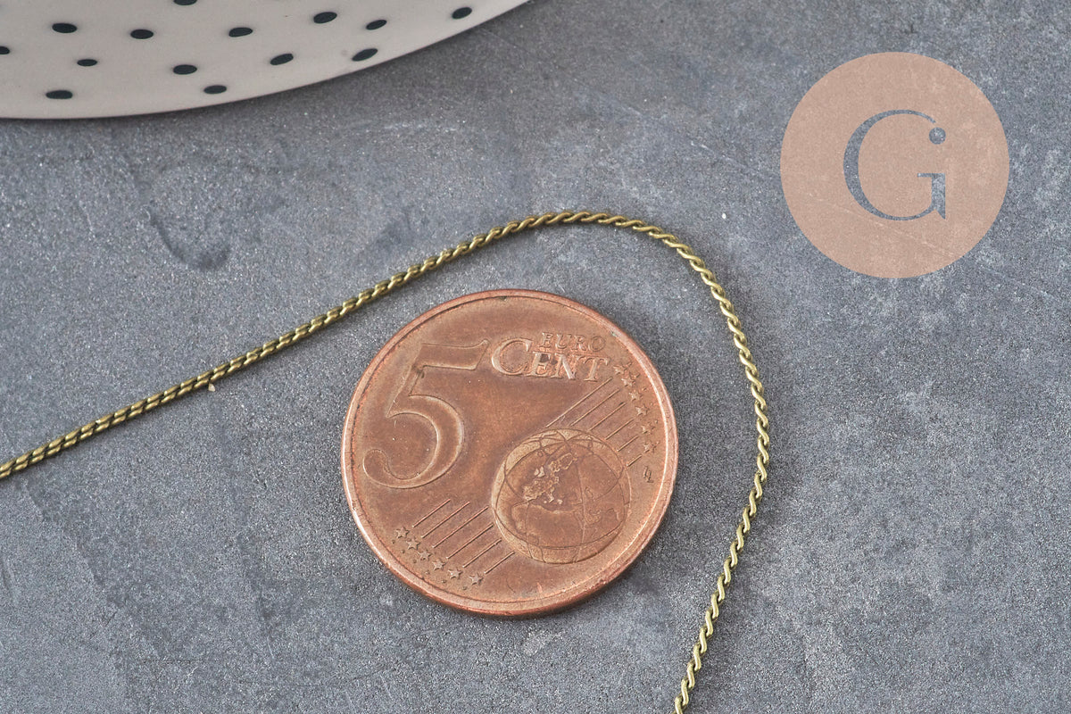 Bronze brass fine snake chain 1mm, x 5meters (G11334)