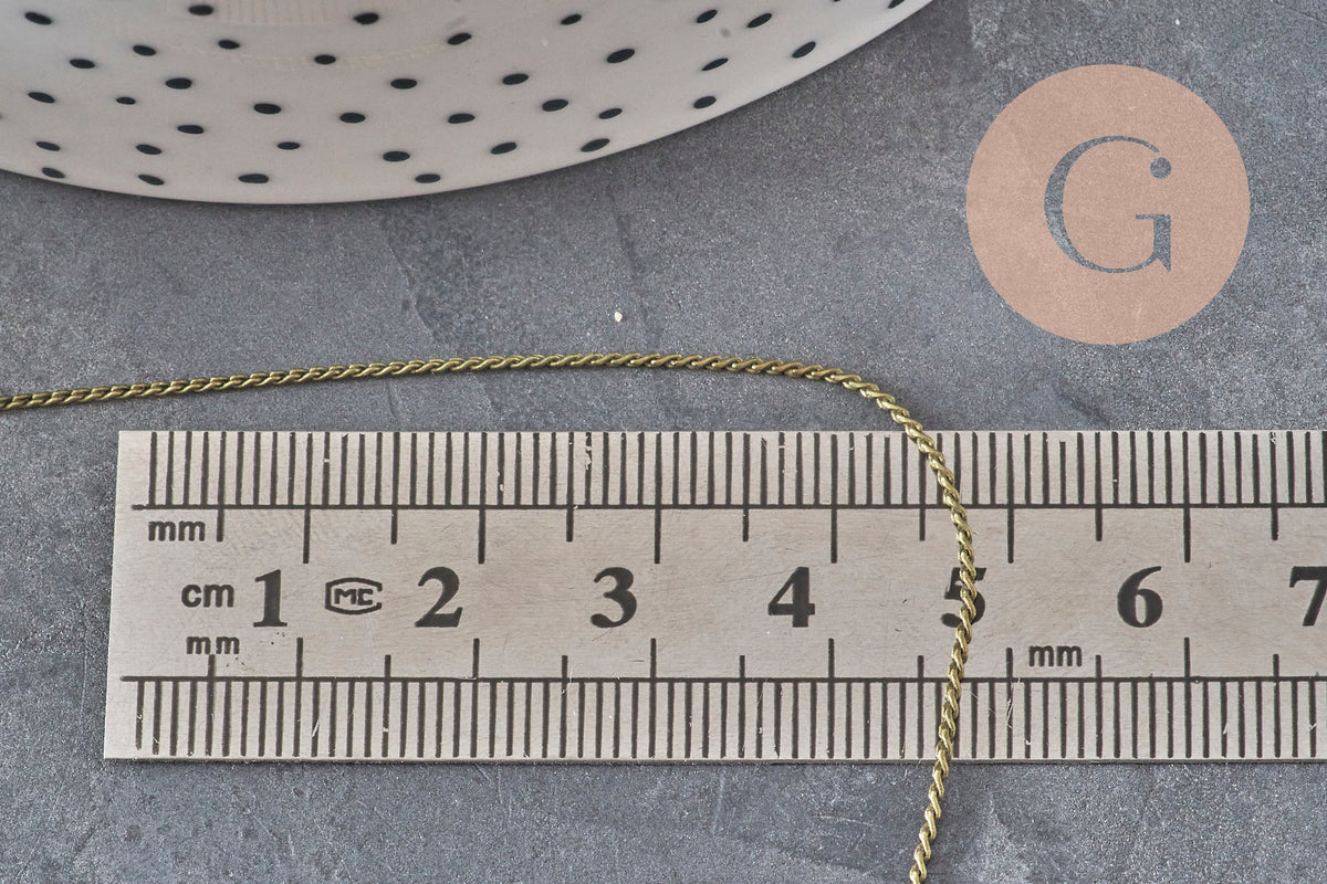 Bronze brass fine snake chain 1mm, x 5meters (G11334)