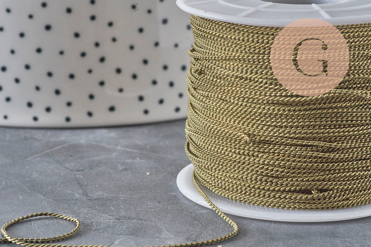 Bronze brass fine snake chain 1mm, x 5meters (G11334)