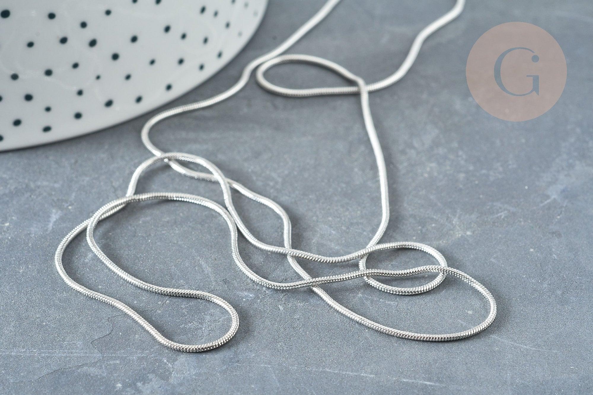 Chaine fine serpent laiton platine 1mm x1 mètre (G1420)