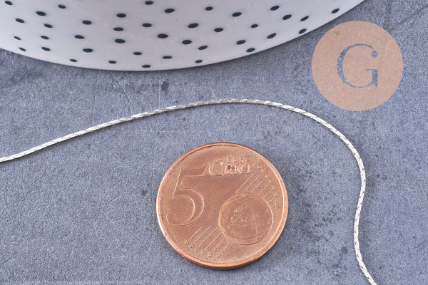 Chaine fine serpentine laiton platine 0.9 mm, x5 metres (G1409)