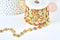 Chaine fleurs laiton doré 18 carats 13.5mm émail multicolore, x1 mètre (G6786)