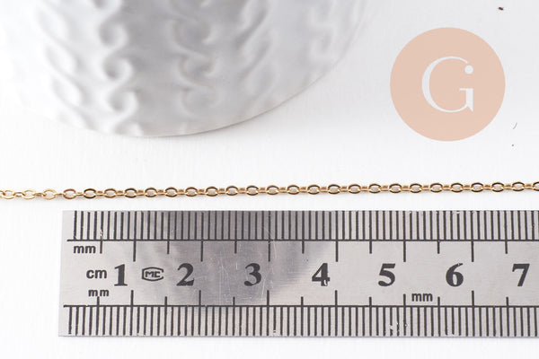 Chaine forçat acier 304 inoxydable doré IP 18k 2mm, x1 mètre (G10524)