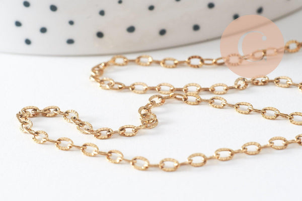 Chaine forçat acier 304 inoxydable dorée IP 14K 1.1mm, x1 mètre (G6073)