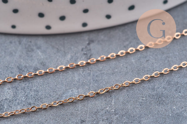 Chaine forçat acier 304 inoxydable or rose IP 1.5mm, x1 mètre (G10879)
