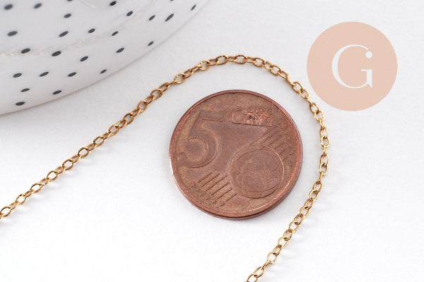 Chaine forçat acier inoxydable doré avec fermoir 1.5mm/50cm, x1 (G10265)