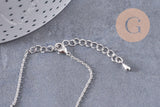 Collier Chaine forçat cuivre rhodié or blanc 80cm, x1 (G1122)