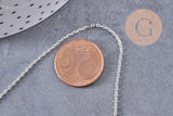 Collier Chaine forçat cuivre rhodié or blanc 80cm, x1 (G1122)