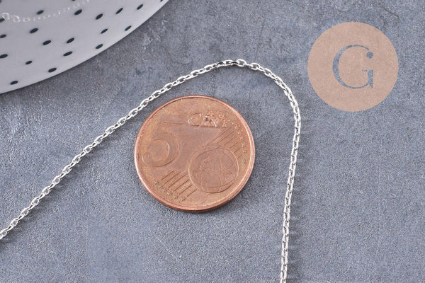 Chaine forçat cuivre rhodié or blanc 80cm, x1 (G1122)