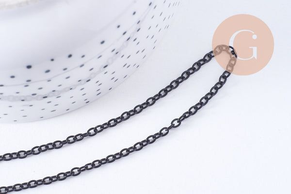 Chaine forçat fer noir intense 3.7mm, x1 mètre (G10743)