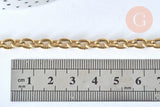 Chaine forçat texturée acier inoxydable doré IP 14k 7x5.5mm, x1 mètre (G6781)