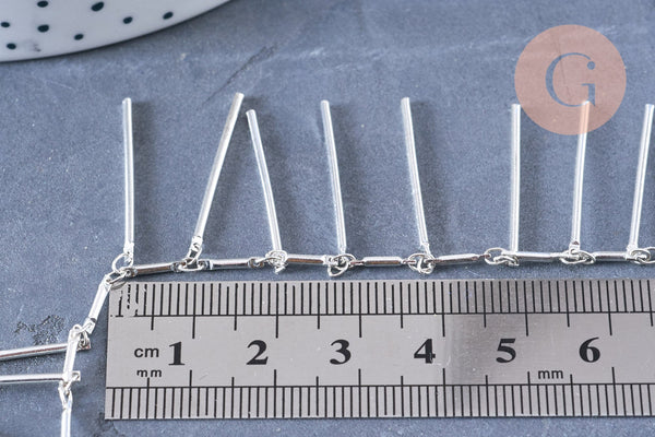 Chaine frange laiton argenté 24.8mm , x1 mètre (G6653)