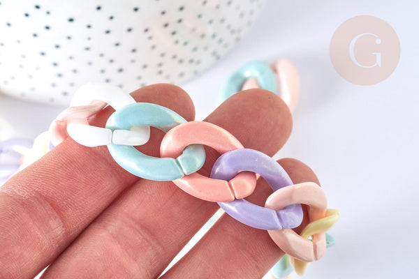 Chaîne gourmette acrylique couleur pastel 24mm, x1 mètre (G7064)