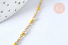 Chaine laiton doré 18k fantaisie résine jaune, chaine fantaisie dore,chaine complète,2mm,40cm, x1 G3487