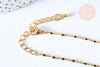 Chaine laiton doré 18k fantaisie résine noire 2mm,40cm, x1 (G3132)