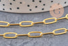 Chaine laiton doré maille rectangle 11x4.3mm, x 1 mètre (G2442)