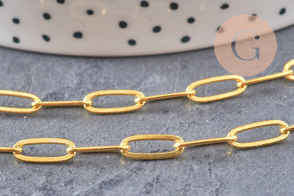 Chaine laiton doré maille rectangle 11x4.3mm, x 1 mètre (G2442)