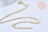 Chaine laiton doré texturée maille rectangle,chaine collier,chaine large,12x3.5mm,chaine complète,49.5cm, x1 (G2410)