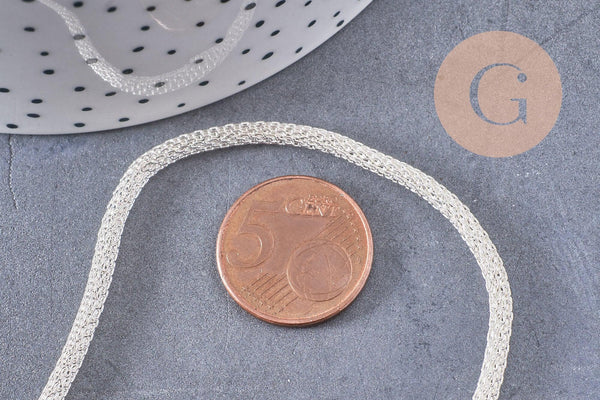 Chaine maille argentée chaine complète,création collier, fournitures argent,5 mm, 40cm, x1 (G1504)