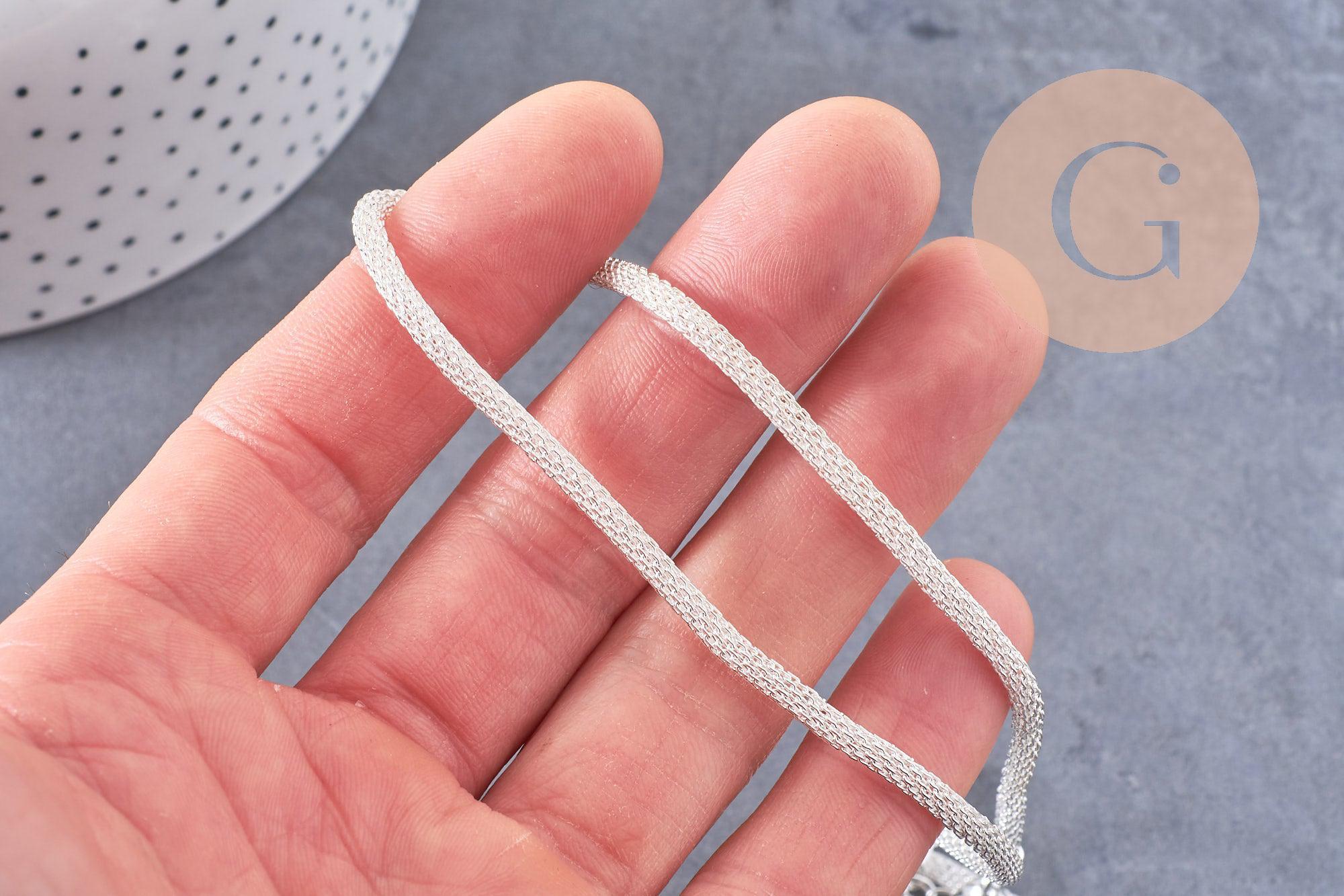 Collier chaine maille zamac argentée 5 mm/40cm, x1 (G1504)