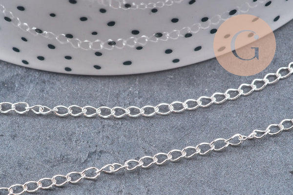 Chaine maille courbe acier 304 inoxydable argenté 4x2.5mm, x1 mètre (G10869)