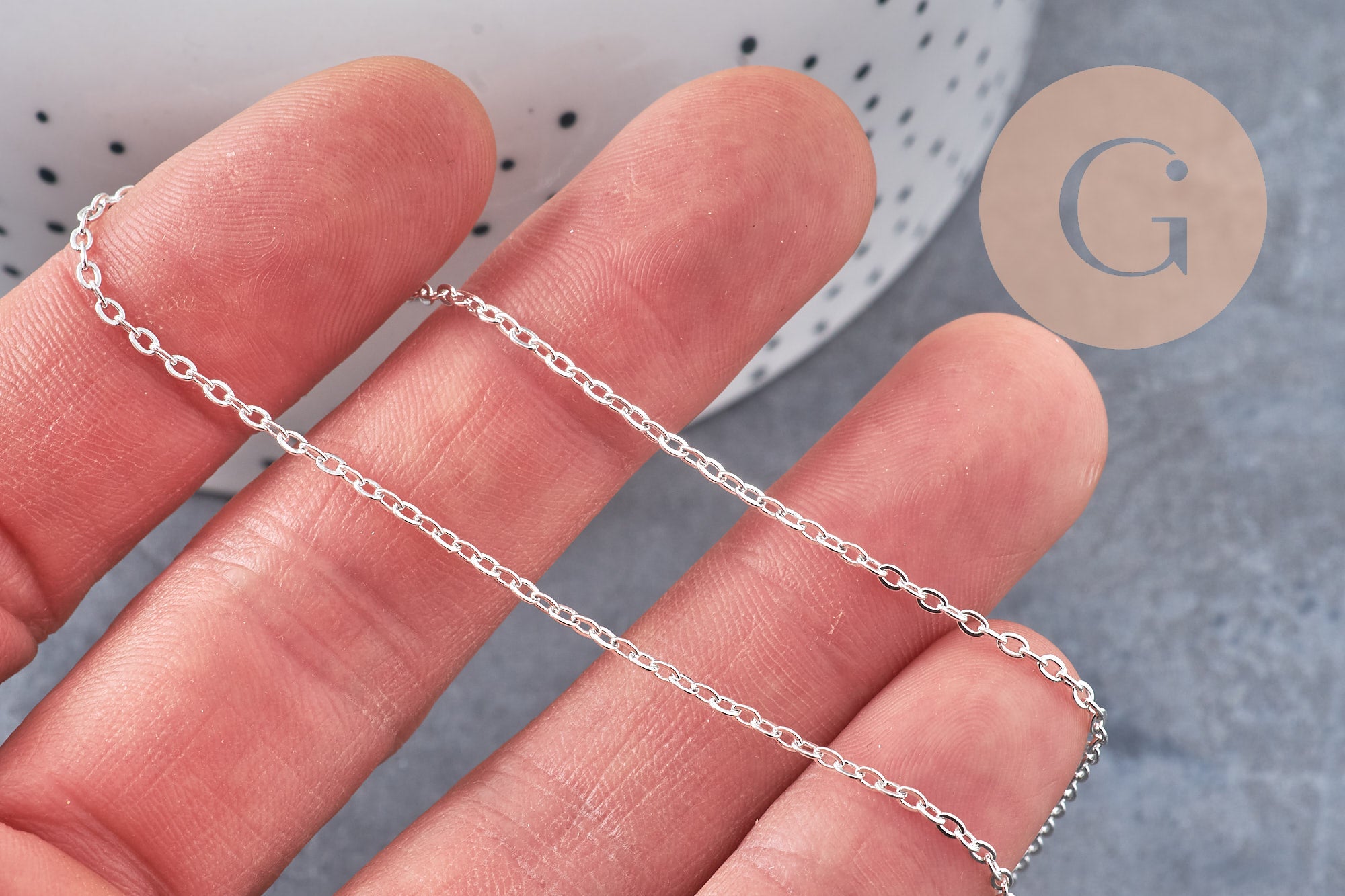 Chaine maille forçat acier 304 inoxydable argenté 2x1.5mm, x1 mètre (G10865)