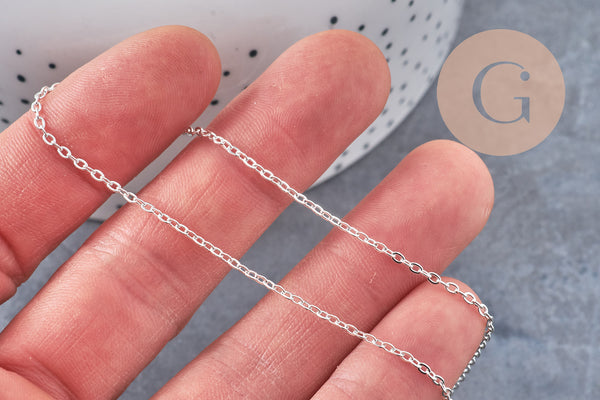 Chaine maille forçat acier 304 inoxydable argenté 2x1.5mm, x1 mètre (G10865)