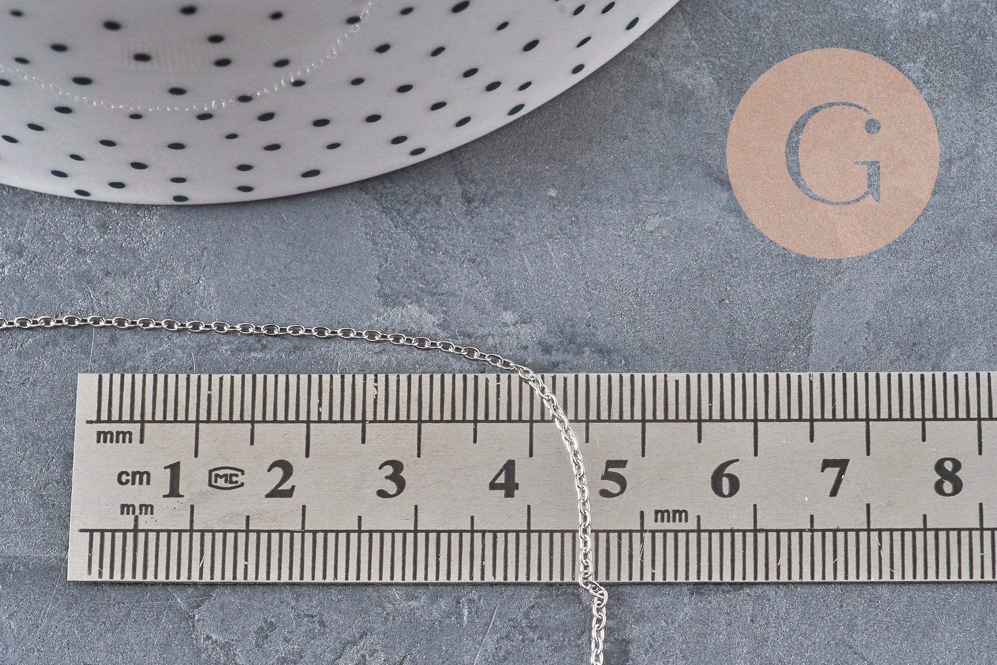 Platinum stainless steel flat cable chain 1.5x1.2mm, x1 meter (G11193)