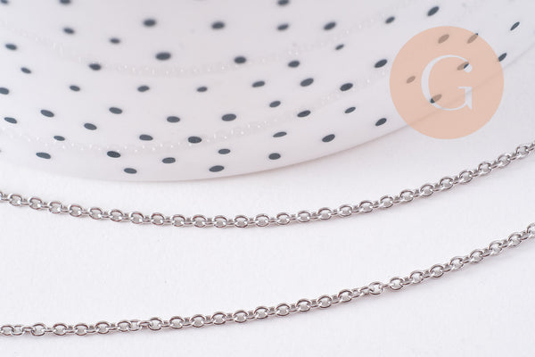 Chaine maille forçat acier inoxydable platine 2mm, x1 mètre (G10678)