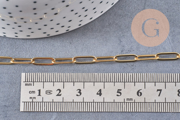 Chaine maille rectangle acier 304 inoxydable doré 11x4mm, x1 mètre (G5448)