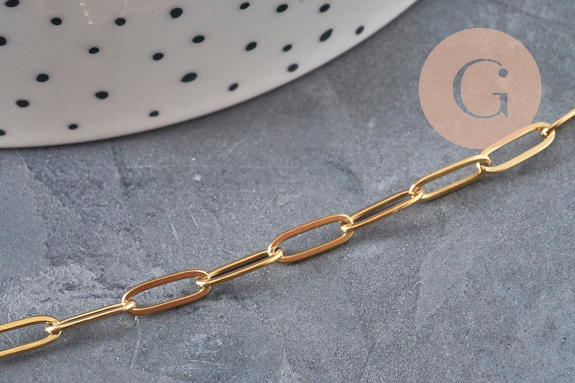 Stainless Steel 304 IP Gold Plated Rectangle Link Chain 10x3.5mm, x1 meter (G11219)