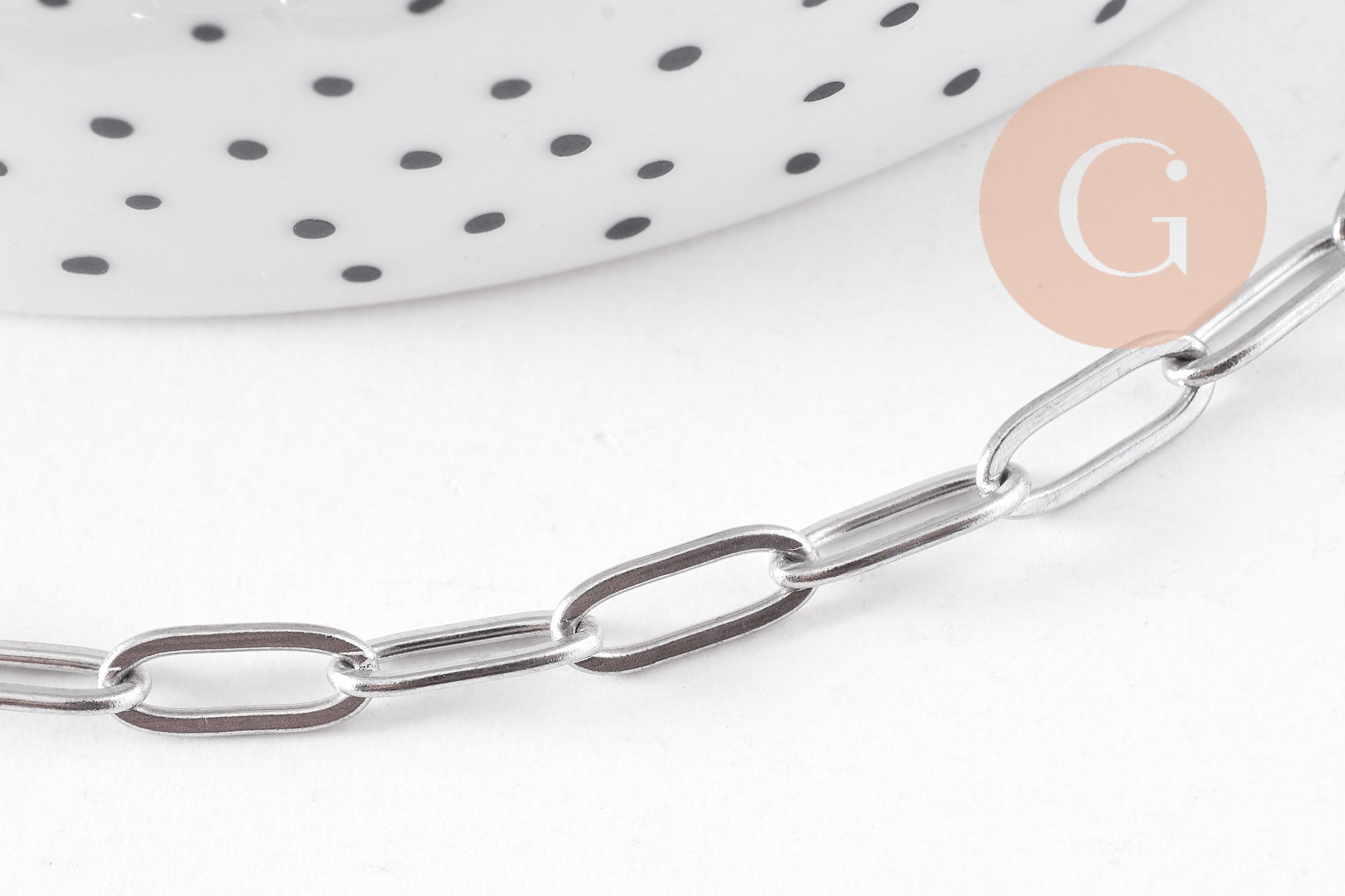 Chaine maille rectangle acier inoxydable platine 9.7mm, x1 mètre (G10679)
