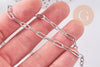 Chaine maille rectangle acier inoxydable platine 9.7mm, x1 mètre (G10679)